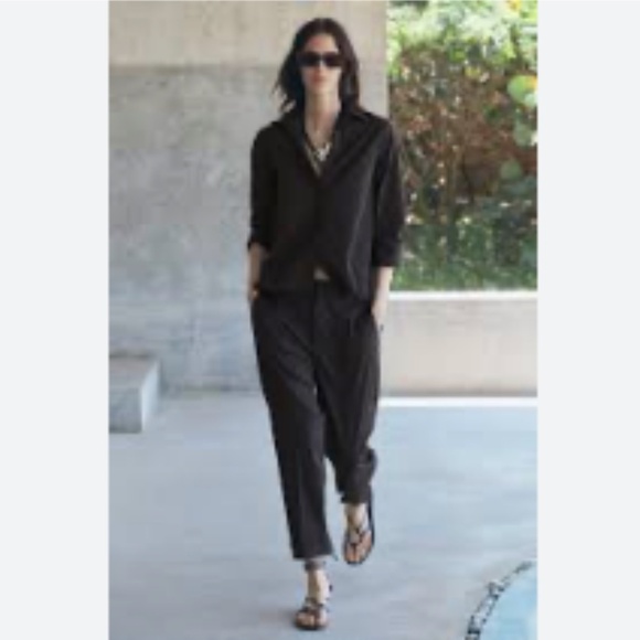 Zara Collection Brown Viscose Ankle Pants M - Picture 1 of 13